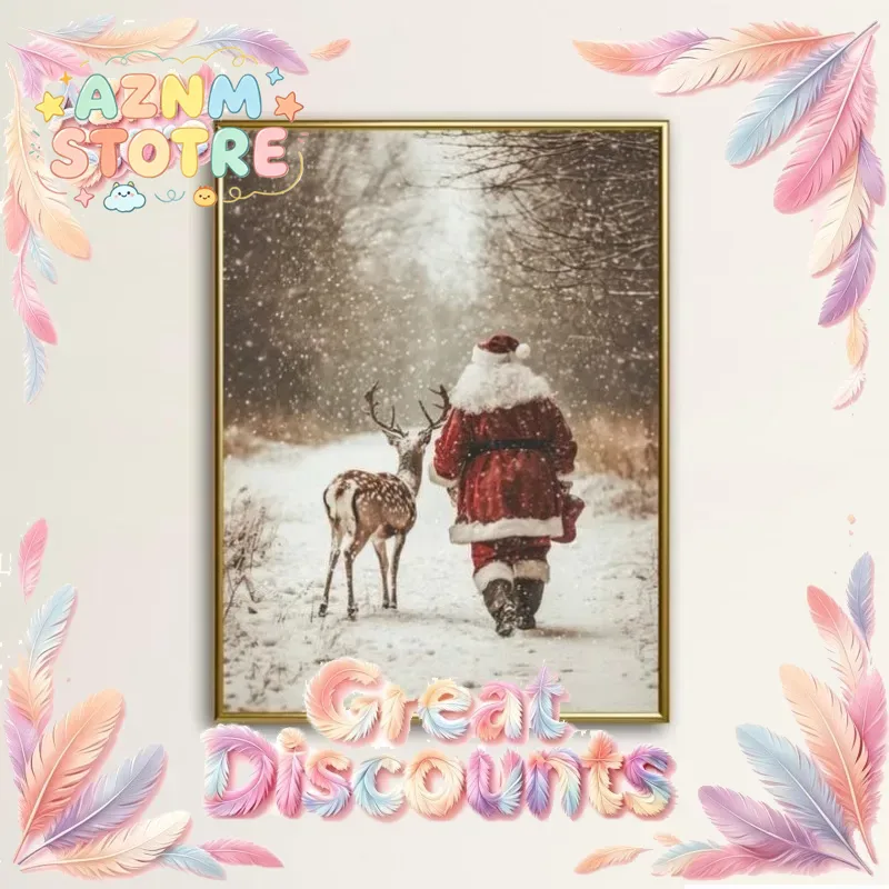 Home Improvement In Usa - Santa Claus Reindeer Wall Art Print,