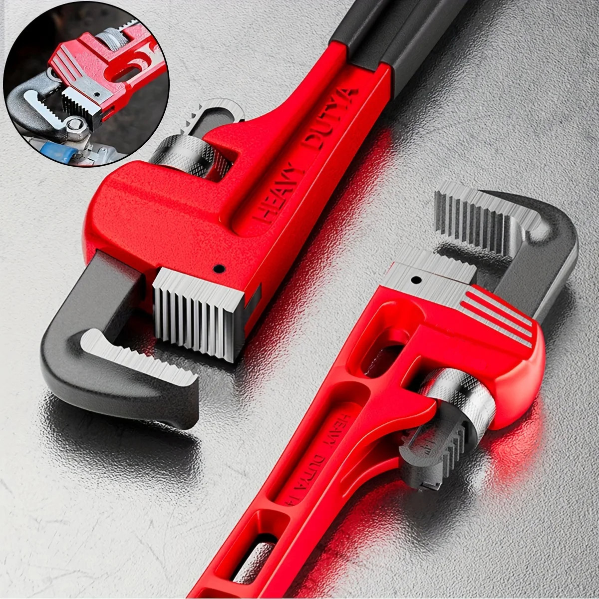 Pipe Wrench Adjustable - 12inch / 8inch Heavy Duty Straight