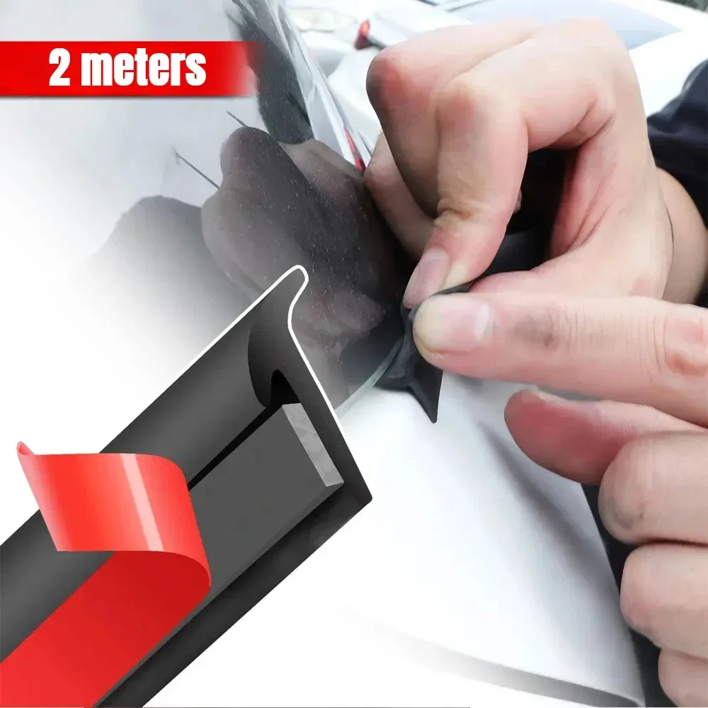 Door Weather Strip - Car 2m Black Universal Slanted T-Type