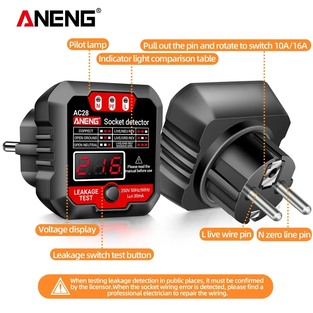ANENG AC27/AC28 Digital Socket - đánh giá và giá Circuit Breaker Finder