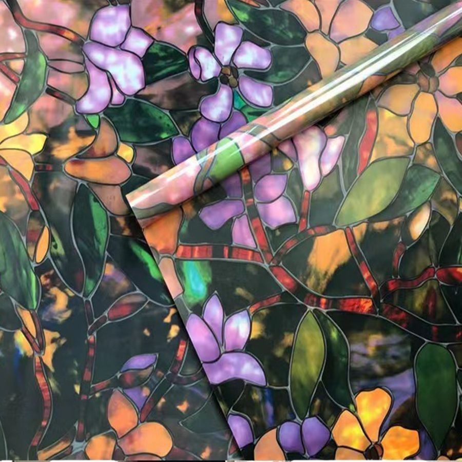 Flower Pattern Electrostatic W - đánh giá và giá Window Insulation Film