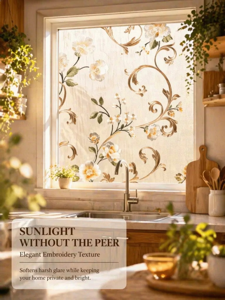 Embroidery Pattern Frosted Pri - đánh giá và giá Window Insulation Film